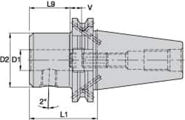 Kennametal 1136783 DV50 Taper, 0.3937" Inside Hole Diam, 2.4803" Projection, Whistle Notch Adapter