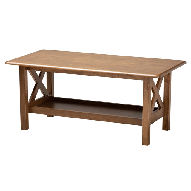 WHOLESALE INTERIORS, INC. 2721-10335 Baxton Studio Coffee Table, 17-1/2inH x 40-15/16inW x 20-7/8inD, Walnut Brown WHOLESALE INTERIORS, INC. 2721-10335 Baxton Studio Coffee Table, 17-1/2inH x 40-15/16inW x 20-7/8inD, Walnut Brown