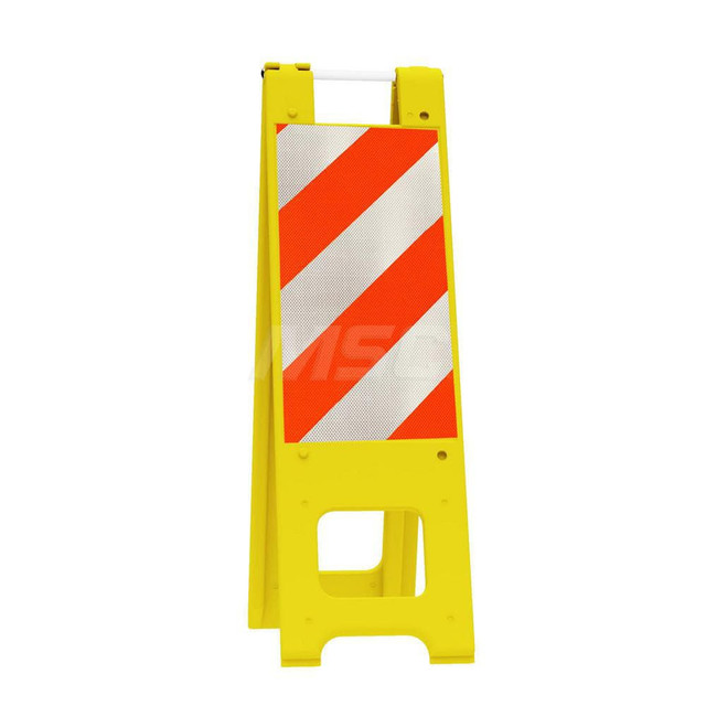 Plasticade 150-YHT12DG Pedestrian Barrier Sign Stand: Plastic, Yellow, Use with Indoor & Outdoor