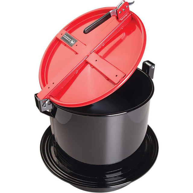 New Pig DRM1213-RD Drum Covers, Liners & Sheets; Compatible Drum Capacity (Gal): 55.00 ; Material: Powder Coated Steel ; Color: Red ; Closure Type: One-Hand Latch ; Anti-static: No