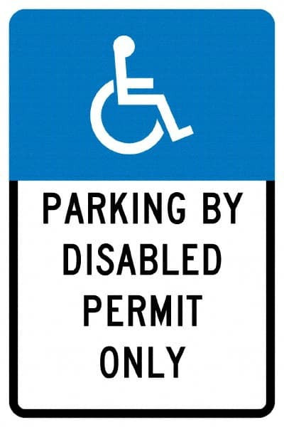 AccuformNMC ADA Traffic & Parking Sign: Rectangle, "Parking By Disabled Permit Only" TMS312G