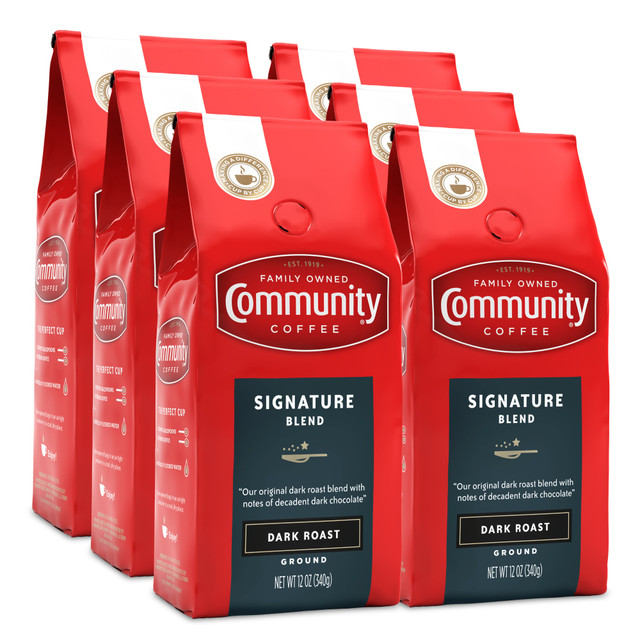 COMMUNITY COFFEE COMPANY LLC 3570001815 Community Coffee Arabica Ground Coffee, Signature Blend, 12 Oz Per Bag, Carton Of 6 Bags