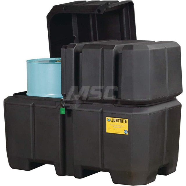 Justrite. 28683 Drum Storage Units & Lockers; Type: EcoPolyBlend Collection Centers; Number of Drums: 2; Sump Capacity (Gal.): 180.00; Height (Inch): 47; Height (Feet): 3.920; Length (Decimal Inch): 39.0000; Length (Feet): 3.250; Width (Feet): 5.00; 