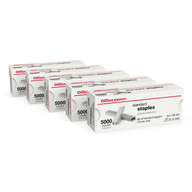 OFFICE DEPOT 2665 Brand Standard Staples, 1/4in, 5,000 Staples Per Pack, Box Of 5 Packs OFFICE DEPOT 2665 Brand Standard Staples, 1/4in, 5,000 Staples Per Pack, Box Of 5 Packs