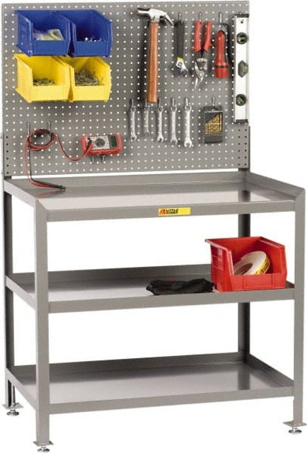 Little Giant. 3SW-2436-LL-PB Stationary Workbench with Pegboard: 24" Wide, 36" Deep, 45" High, 2,000 lb Capacity