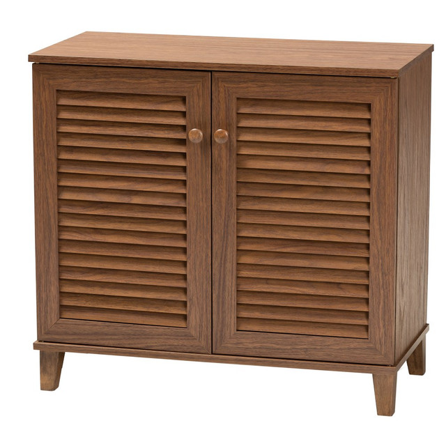WHOLESALE INTERIORS, INC. 2721-9387 Baxton Studio Coolidge Finished 4-Shelf Wood Shoe Storage Cabinet, Walnut WHOLESALE INTERIORS, INC. 2721-9387 Baxton Studio Coolidge Finished 4-Shelf Wood Shoe Storage Cabinet, Walnut