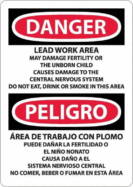 AccuformNMC Sign: Rectangle, "Danger - Lead Work Area May Damage Fertility Or The Unborn Child" ESD26RB