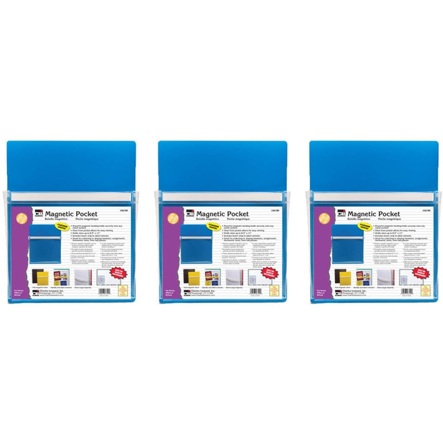 EDUCATORS RESOURCE CHL26100-3 Charles Leonard Magnetic Pockets, 9-1/2in x 11-3/4in, Blue, Pack Of 3 Pockets EDUCATORS RESOURCE CHL26100-3 Charles Leonard Magnetic Pockets, 9-1/2in x 11-3/4in, Blue, Pack Of 3 Pockets