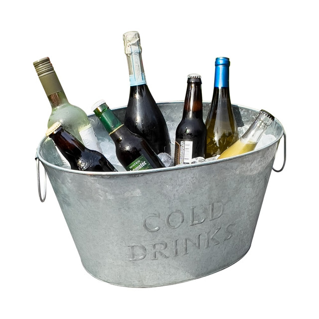 EMS MIND READER LLC ITUBSM-SIL Mind Reader Small Round Beverage Tub, 9-1/2inH x 17inW x 12inD, Silver EMS MIND READER LLC ITUBSM-SIL Mind Reader Small Round Beverage Tub, 9-1/2inH x 17inW x 12inD, Silver