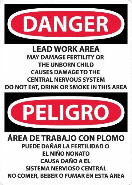 AccuformNMC Sign: Rectangle, "Danger - Lead Work Area May Damage Fertility Or The Unborn Child" ESD26AD