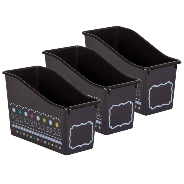 EDUCATORS RESOURCE TCR20341-3 Teacher Created Resources Chalkboard Brights Plastic Book Bins, 5-1/2in x 7-1/2in x 11-3/8in, Pack Of 3 Bins