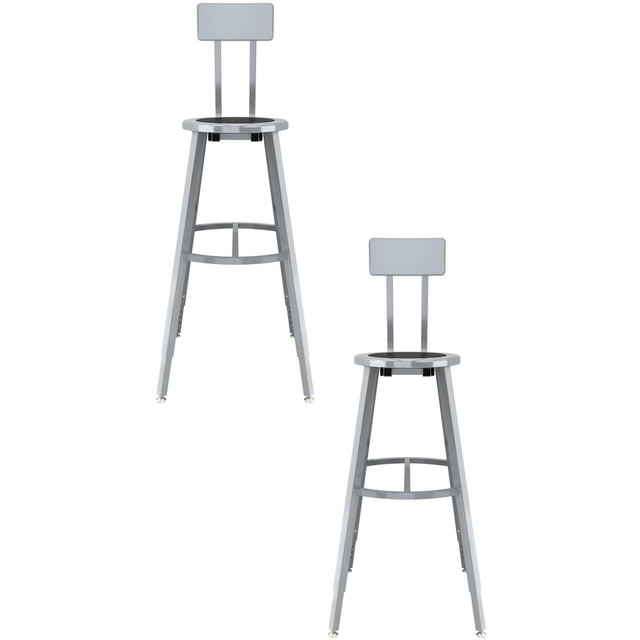 National Public Seating TTSG30HB-S10 Stationary Stools; Seat Depth: 14in ; Seat Width: 14in ; Product Type: Adjustable Height Stool; Stool with Back ; Base Type: 4-Leg Base with Curved Footring ; Minimum Seat Height: 30in ; Maximum Seat Height: 38in