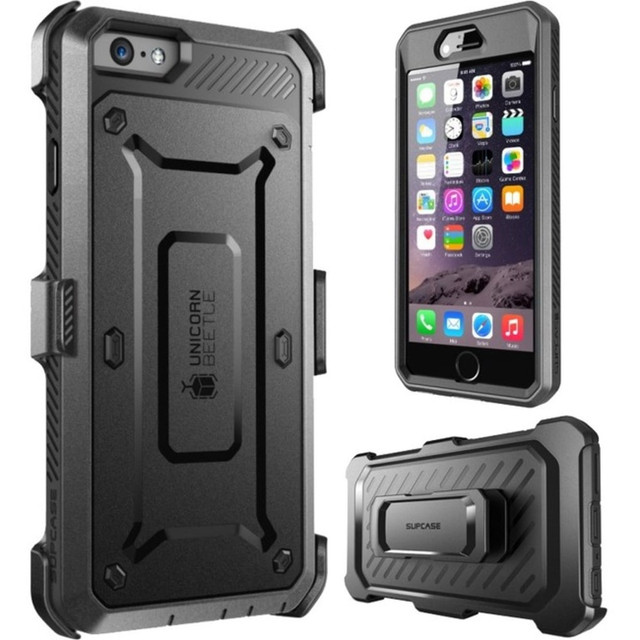 I BLASON LLC IP6-4.7-BTLEPR-BK/BK SUP Unicorn Beetle Pro Carrying Case (Holster) iPhone 6, iPhone 6S - Black - Impact Resistant, Damage Resistant Screen Protector, Shock Resistant, Drop Resistant, Dust Resistant Port, Debris Resistant, Scratch Resist