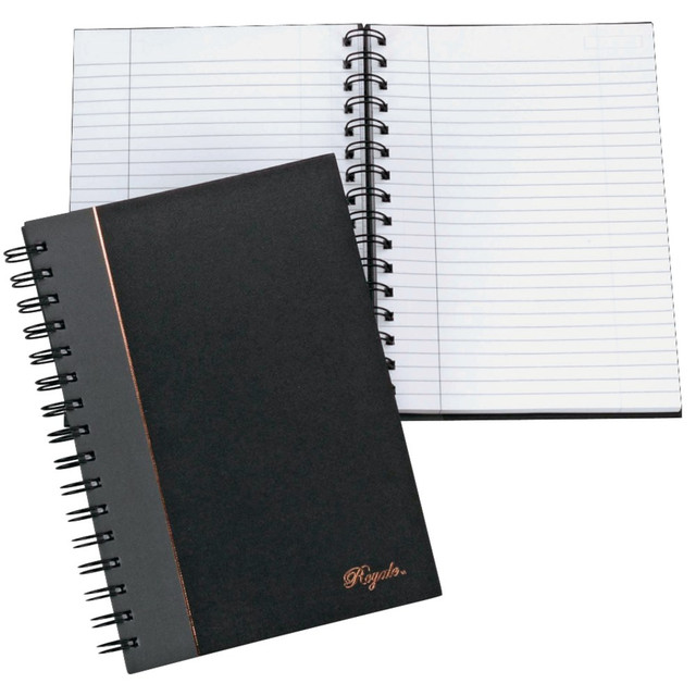 Perfect for todays executive! These stylish notebooks have black hard covers, gray spines and metallic accents that give them a distinct look.  Double-wire binding adds durability, prevents snagging and allows the cover to completely fold back.  Notebooks contain 192 white, legal-ruled sheets and a personal information page.
