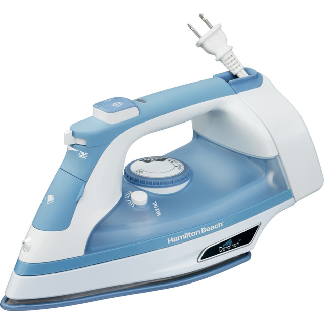 HAMILTON BEACH BRANDS INC. 19701 Hamilton Beach Durathon 19701 Clothes Iron - Automatic Shut Off - 9 fl oz Reservoir Capacity - 1500 W - Blue, White HAMILTON BEACH BRANDS INC. 19701 Hamilton Beach Durathon 19701 Clothes Iron - Automatic Shut Off - 9 fl oz Reservoir Capacity - 1500 W - Blue, White