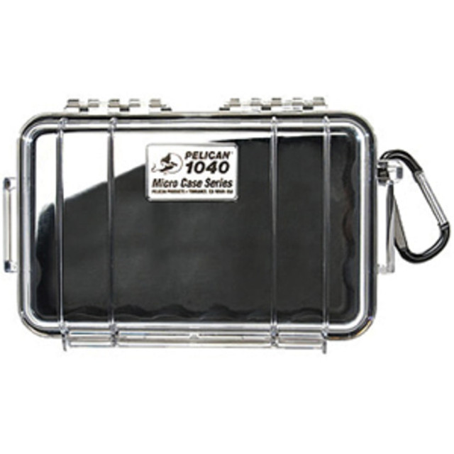 PELICAN PRODUCTS INC. 1040-025-100 Pelican 1040 Micro Case with Black Liner - 5.06in x 2.12in x 7.5in - Clear