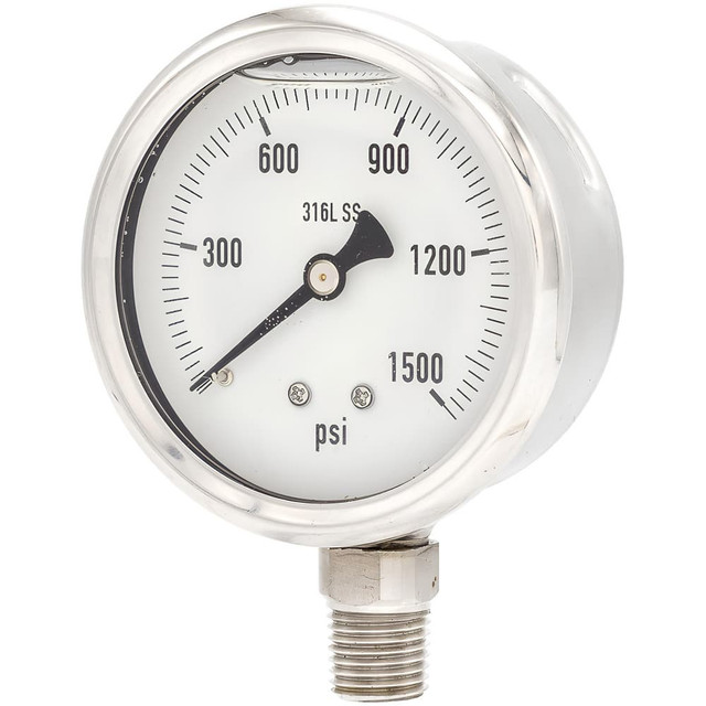 PIC Gauges PRO-301L-254N Pressure Gauges; Gauge Type: Industrial Pressure Gauges ; Scale Type: Single ; Accuracy (%): 2-1-2% ; Dial Type: Analog ; Thread Type: 1/4" MNPT ; Bourdon Tube Material: 316 Stainless Steel