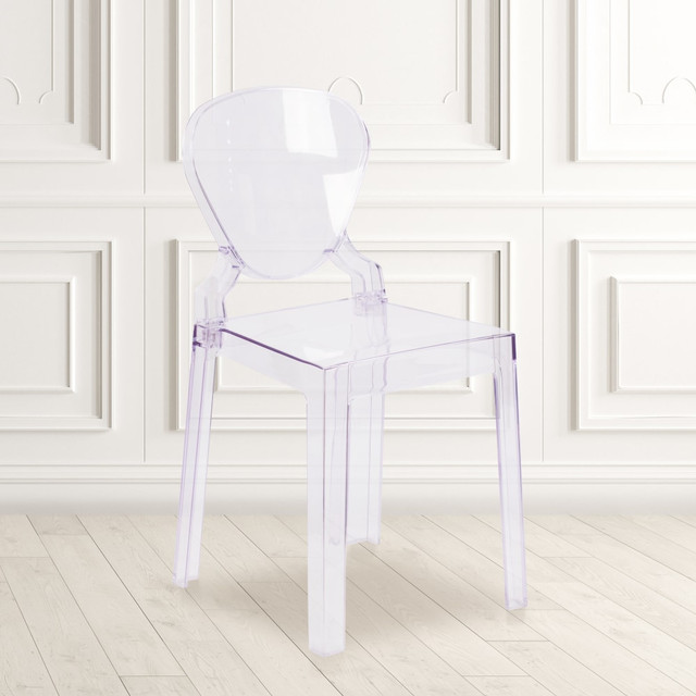 FLASH FURNITURE OWTEARBACK18  Ghost Chair With Tear Back, Transparent Crystal