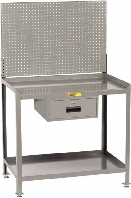 Little Giant. SW-2436-LLPB-DR Stationary Workbench with Pegboard: 24" Wide, 36" Deep, 45" High, 2,000 lb Capacity