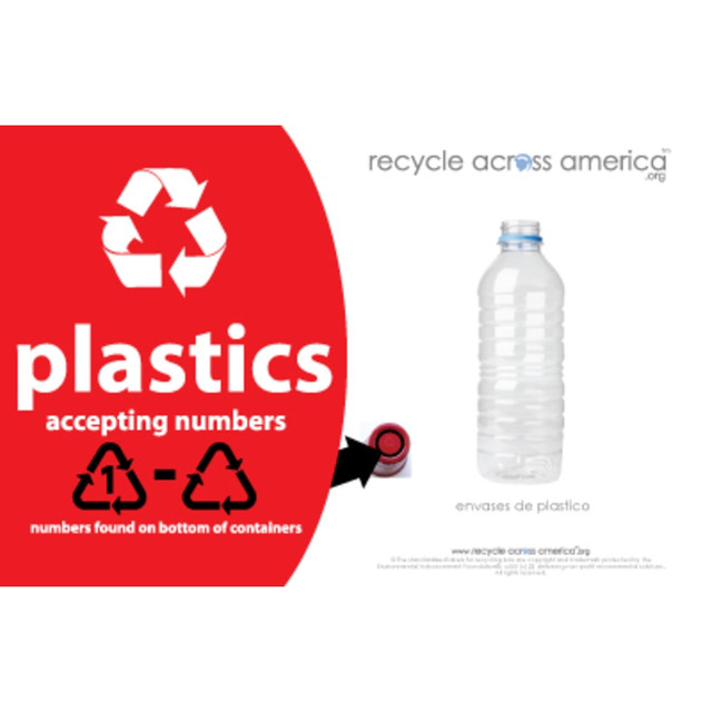 PACKAGING DYNAMICS PLASS#-5585 Recycle Across America Plastics With Number Standardized Recycling Label, PLASS#-5585, 5 1/2in x 8 1/2in, Red PACKAGING DYNAMICS PLASS#-5585 Recycle Across America Plastics With Number Standardized Recycling Label, PLASS#-5585, 5 1/2in x 8 1/2in, Red