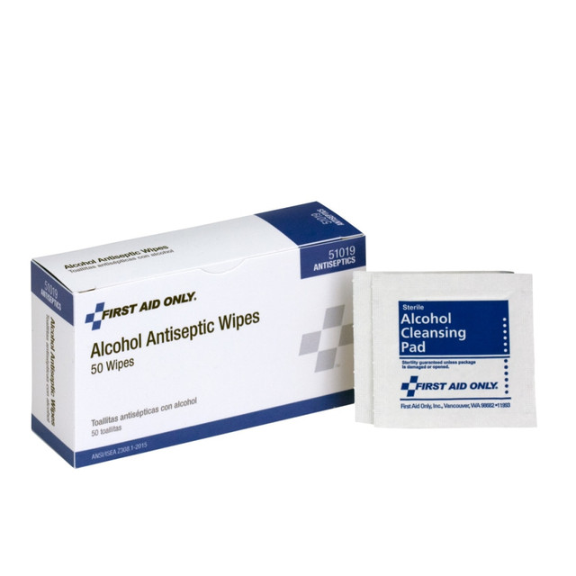 FIRST AID ONLY, INC. 51019 First Aid Only First Aid Alcohol Pads, Box of 50 FIRST AID ONLY, INC. 51019 First Aid Only First Aid Alcohol Pads, Box of 50