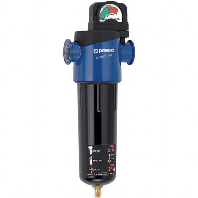 Prevost MFB 2206 Oil & Water Filter/Separator: FNPT End Connections, 157 CFM, Auto & Float Drain, Use on Air