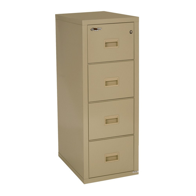 FIRE KING INTERNATIONAL, INC. 4R1822-C FireKing Turtle 22-1/8inD Vertical 4-Drawer Insulated Fireproof File Cabinet, Metal, Parchment, White Glove Delivery