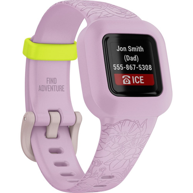 GARMIN INTERNATIONAL, INC. 010-02441-21 Garmin vevofit jr. 3 Smart Watch - Lilac Floral - Silicone Band - Swimming, Health & Fitness, Tracking, Smartphone - Water Resistant - 164.04 ft Water Resistant GARMIN INTERNATIONAL, INC. 010-02441-21 Garmin vevofit jr. 3 Smart Watch - Lilac Floral - Silicone Band - Swimming, Health & Fitness, Tracking, Smartphone - Water Resistant - 164.04 ft Water Resistant