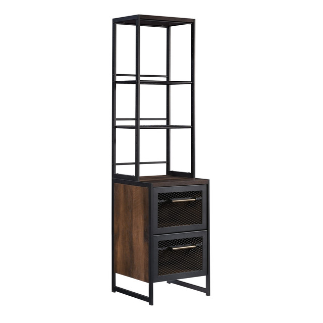 SAUDER WOODWORKING CO. 430268 Sauder Briarbrook 19inD Vertical 2-Drawer File Cabinet With Bookcase Tower, Barrel Oak/Black SAUDER WOODWORKING CO. 430268 Sauder Briarbrook 19inD Vertical 2-Drawer File Cabinet With Bookcase Tower, Barrel Oak/Black