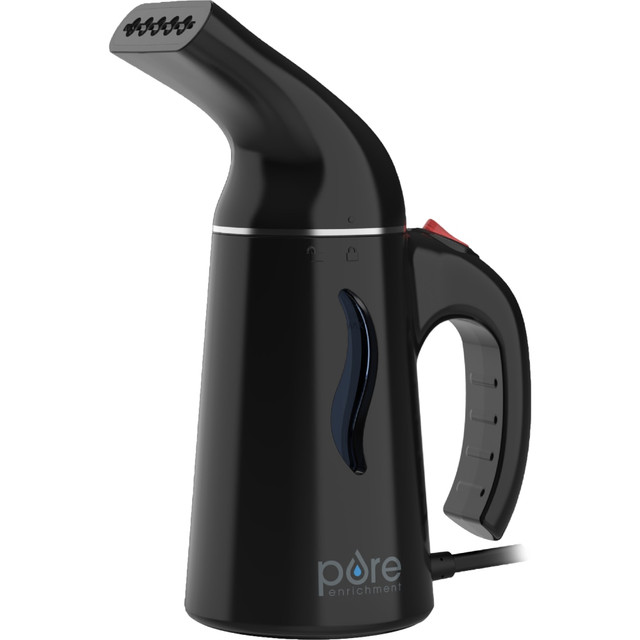 Remove stubborn wrinkles from your clothes with the Pure Enrichment PureSteam Portable Fabric Steamer. Quickly heat water in 2 minutes for 10 minutes of steaming power.  Made from durable plastic.  Nozzle design distributes powerful steam.  Fast-heating water tank is ready to use in 2 minutes.  Offers 10 minutes of steaming at once.  Auto shutoff safety protection turns the unit off if it gets too hot or is low on water.  ETL listed.  Backed by the manufacturer's 5-year limited warranty.