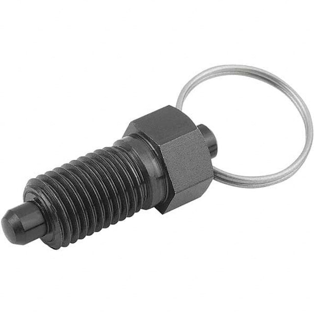 KIPP K0342.3410 M20x1.5, 25mm Thread Length, 0.3937" Plunger Diam, 0.3937" Plunger Projection, Steel Hardened Locking Pin Pull Ring Plunger