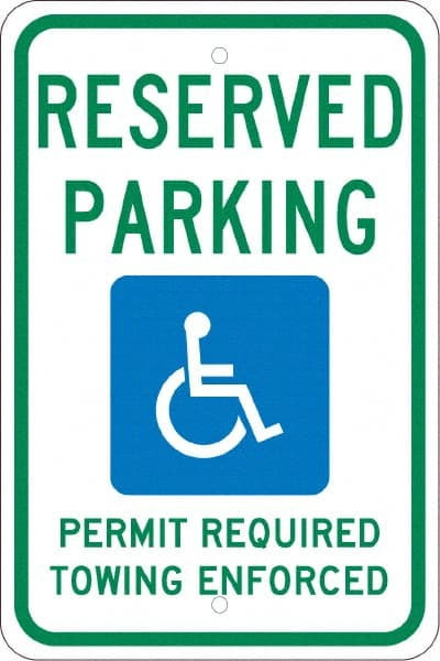 AccuformNMC Reserved Parking Sign: Rectangle, "Reserved Parking Permit Required Towing Enforced" TMS306J