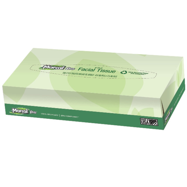 MARCAL PAPER MILLS, LLC 2930 Marcal Pro 2-Ply Facial Tissues, 100% Recycled, White, Box Of 100, 30 Boxes Per Case MARCAL PAPER MILLS, LLC 2930 Marcal Pro 2-Ply Facial Tissues, 100% Recycled, White, Box Of 100, 30 Boxes Per Case