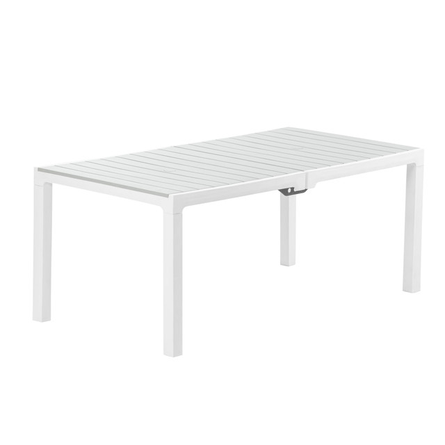 INVAL AMERICA, INC. 464-WHTGRY Inval Madeira Indoor And Outdoor Rectangular Plastic Patio Dining Table, 29-1/8in x 70-7/8in, White/Gray