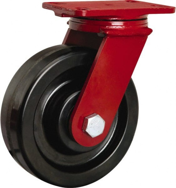 Hamilton S-FM-8PT Swivel Top Plate Caster: Phenolic, 8" Wheel Dia, 2-1/2" Wheel Width, 2,000 lb Capacity, 10-1/8" OAH