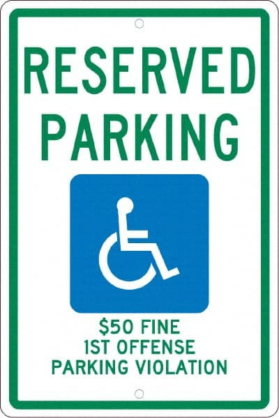 AccuformNMC Reserved Parking Sign: Rectangle, "Reserved Parking $50 Fine 1st Offense Parking Violation" TMS304H