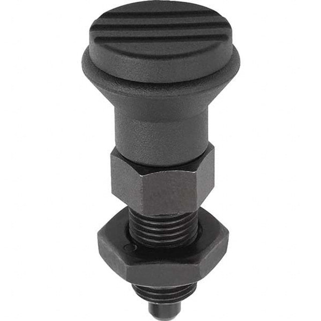 KIPP K0339.02005A4 3/8-16, 15mm Thread Length, 5mm Plunger Diam, Hardened Locking Pin Knob Handle Indexing Plunger