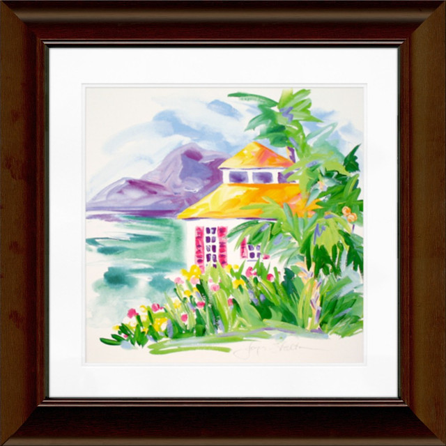 LCO DESTINY LLC 55328 Timeless Frames Katrina Framed Coastal Artwork, 12in x 12in, Brown, Caribbean Cottage I