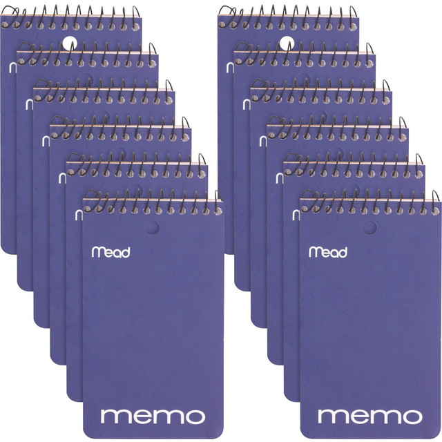 ACCO BRANDS USA, LLC 45354PK Mead Wirebound Memo Book - 60 Sheets - 120 Pages - Wire Bound - College Ruled - 3in x 5in - White Paper - Assorted Cover - Cardboard Cover - Stiff-back, Hole-punched - 12 / Pack