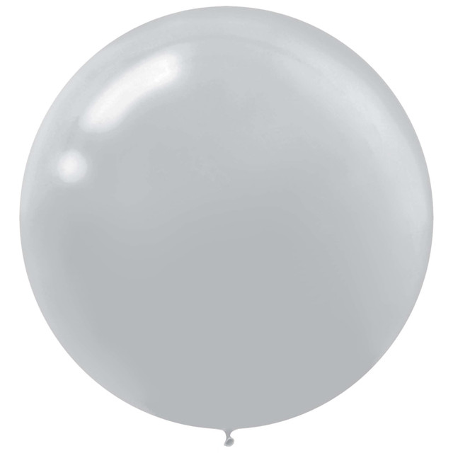 AMSCAN CO INC 115910.18 Amscan 24in Latex Balloons, Silver, 4 Balloons Per Pack, Set Of 3 Packs