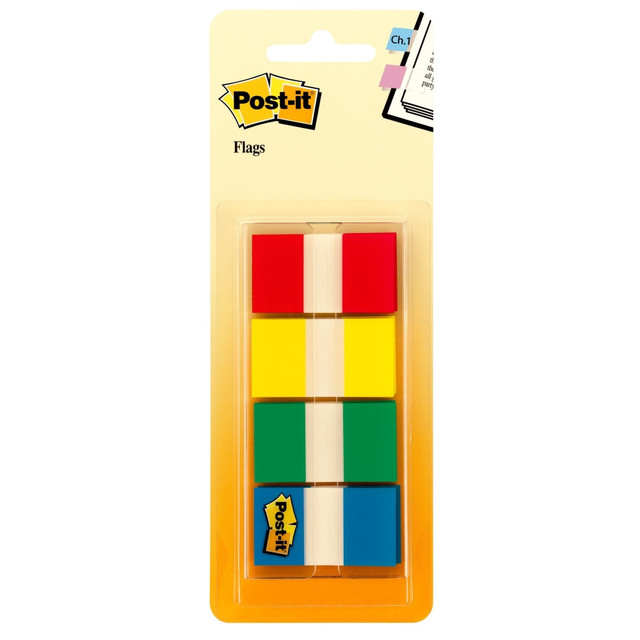 3M CO 680-RYGB2 Post-it Notes Flags, 1in, Assorted Colors, 40 Flags Per Pad, Pack Of 4 Pads