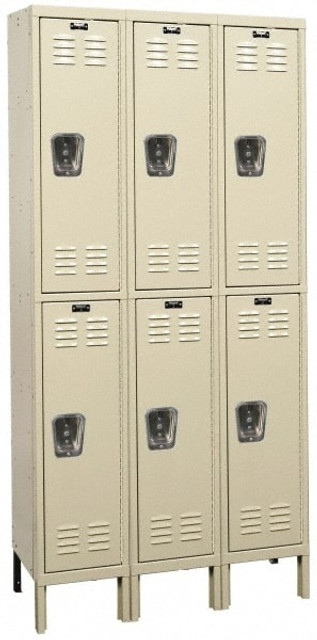 Hallowell U3256-2PT 3-Wide Locker: 12" Wide, 14" Deep, 66" High, Padlock