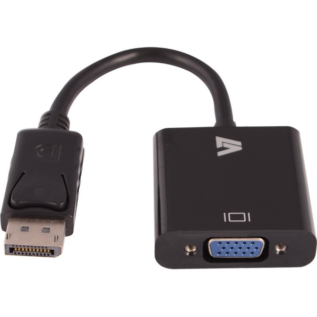 V7 CBLDPVGA-1N  DisplayPort To VGA Adapter, 8in, Black, CBLDPVGA-1N