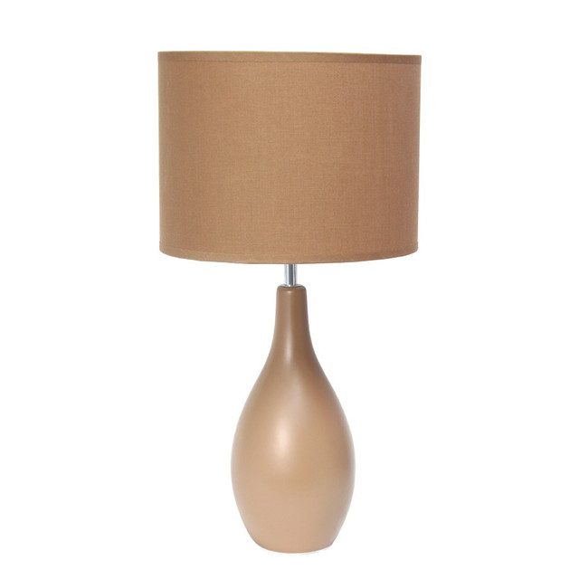 ALL THE RAGES INC CWT-2000-LB Creekwood Home Essentix Ceramic Dewdrop Table Lamp, 18-1/8inH, Light Brown Shade/Light Brown Base