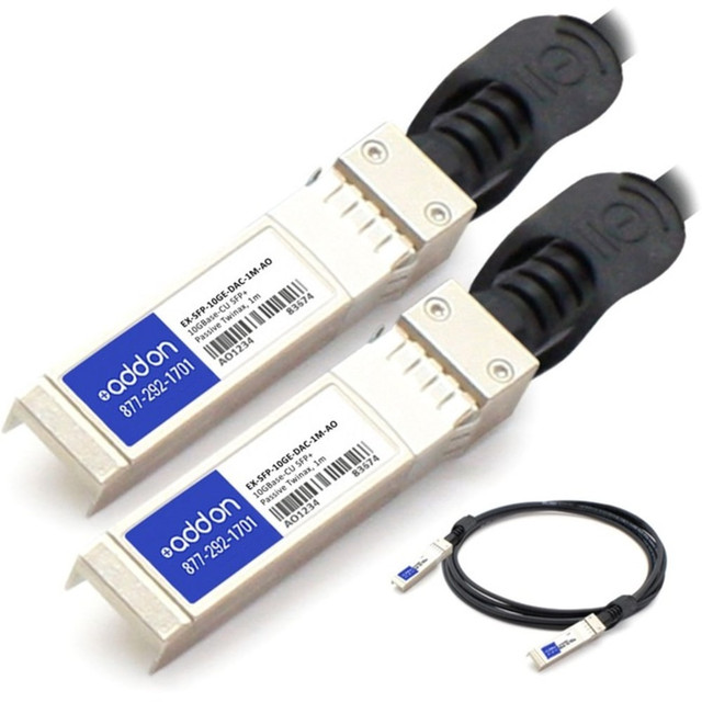 ADD-ON COMPUTER PERIPHERALS, INC. EX-SFP-10GE-DAC-1MAO AddOn Juniper Networks EX-SFP-10GE-DAC-1M Compatible TAA Compliant 10GBase-CU SFP+ to SFP+ Direct Attach Cable (Passive Twinax, 1m) - 100% compatible and guaranteed to work