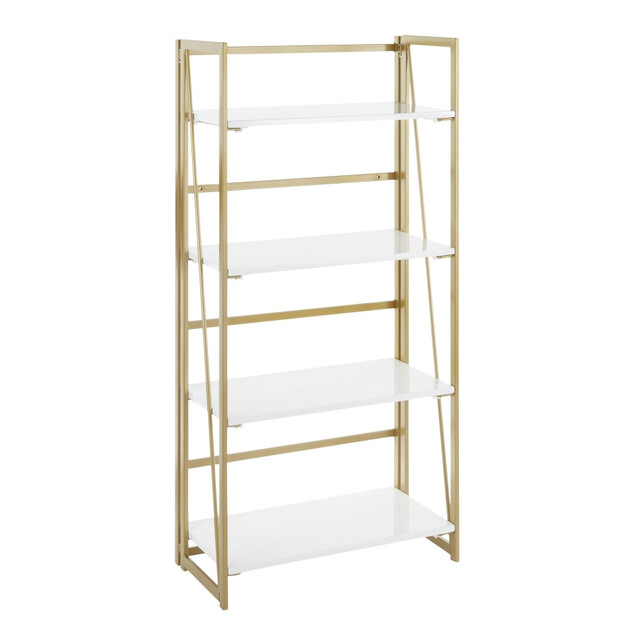 LUMISOURCE, LLC OBC-FOLIA AUW LumiSource Folia 50inH 4-Shelf Bookcase, Gold/White LUMISOURCE, LLC OBC-FOLIA AUW LumiSource Folia 50inH 4-Shelf Bookcase, Gold/White