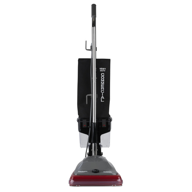 Deep clean your carpets and removes pesky pet hair with the Sanitaire Upright Vacuum. In the battle of bag vs bagless vacuum, this efficient bagless system allows you to empty dirt and debris directly into your trash can for speedy cleanup.  Attack allergens and dirt with each pass with this Sanitaire vacuum.  PET Power Paw removes pet hair from carpets and upholstery. An on-board crevice tool and PET dusting brush with plastic teeth grab pet hair from hard-to-reach areas.  Pick up messes faster with a 13in cleaning path.  Multi-cyclonic system separates large debris and ?ne dust to keep the ?lter clean.  Includes 4 additional attachments to satisfy your cleaning needs.  Backed by the manufacturers 2-year limited warranty.