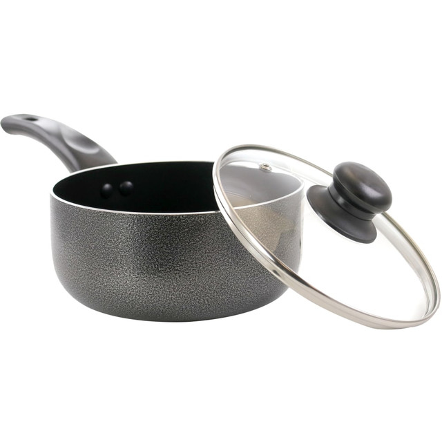 CRYSTAL PROMOTIONS 99594697M Better Chef Aluminum Saucepan With Glass Lid, 1.5 Qt, Gray