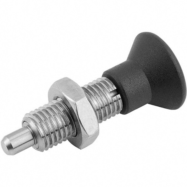 KIPP K0633.202308 M16x1.5, 36mm Thread Length, 8mm Plunger Diam, Hardened Locking Pin Knob Handle Indexing Plunger