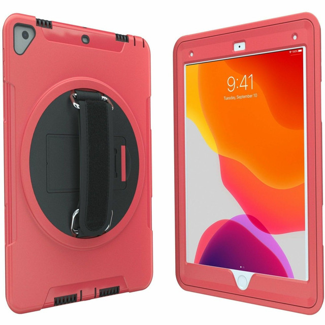 CTA DIGITAL PAD-PCGK10R Protective Case with Build in 360 deg. Rotatable Grip Kickstand for iPad 7th/ 8th/ 9th Gen 10.2, iPad Air 3, iPad Pro 10.5, Red - Impact Resistant, Drop Resistant - Silicone Body - Hand Strap - 10.3in Height x 7.3in Width x 0 CTA DIGITAL PAD-PCGK10R Protective Case with Build in 360 deg. Rotatable Grip Kickstand for iPad 7th/ 8th/ 9th Gen 10.2, iPad Air 3, iPad Pro 10.5, Red - Impact Resistant, Drop Resistant - Silicone Body - Hand Strap - 10.3in Height x 7.3in Width x 0